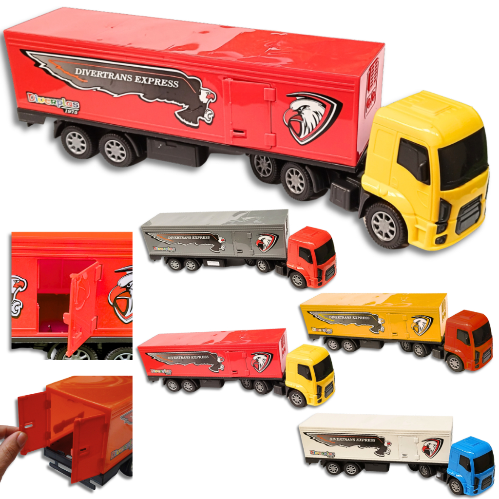 Caminhão Brinquedo Carreta Baú Brinquedo Abre Porta Divertrans Diverplas