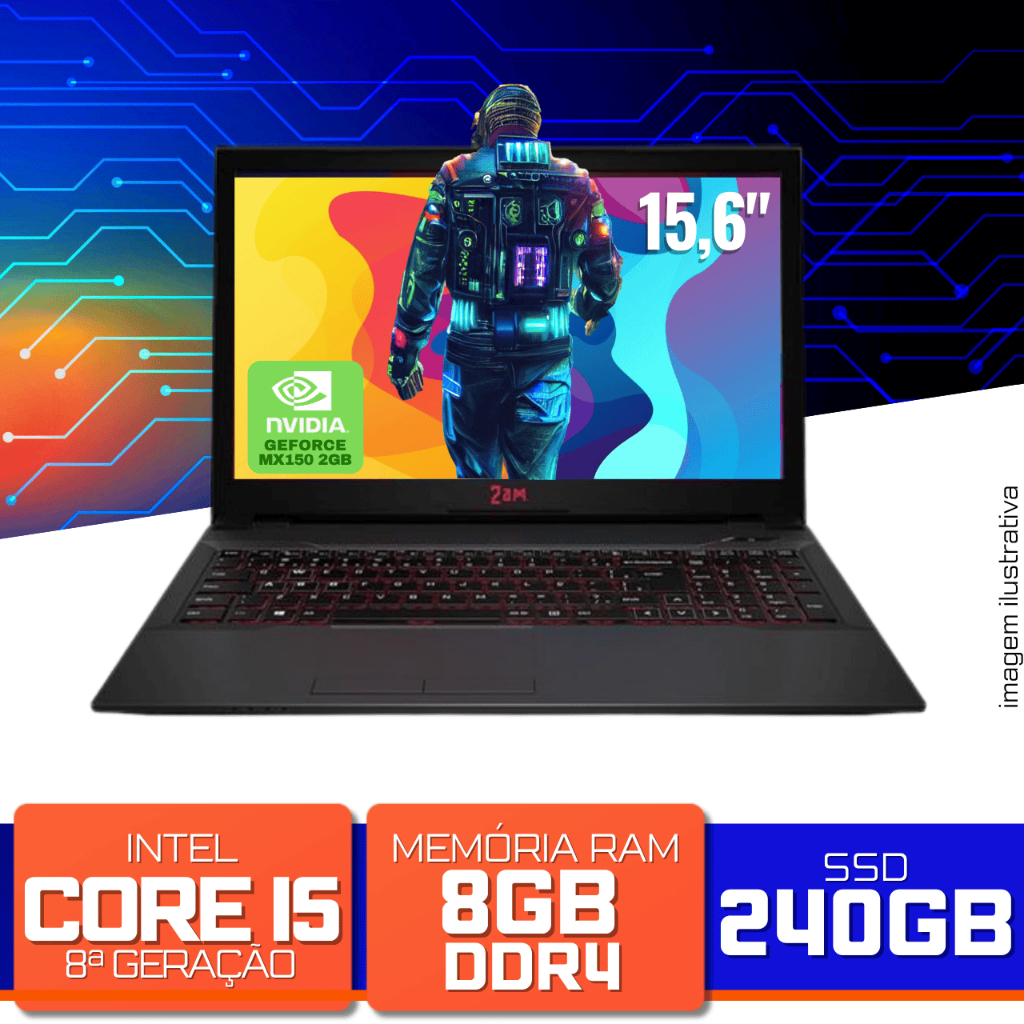 Notebook Gamer 2 A.M. C300 - Intel Core i5-8400 4.0GHz, 8GB DDR4, SSD 256GB, GeForce MX150 2GB, W11