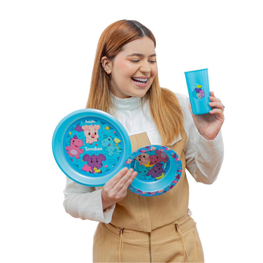 Kit Alimentação 3 Peças Azul - TurmaTube em Oferta na Shopee