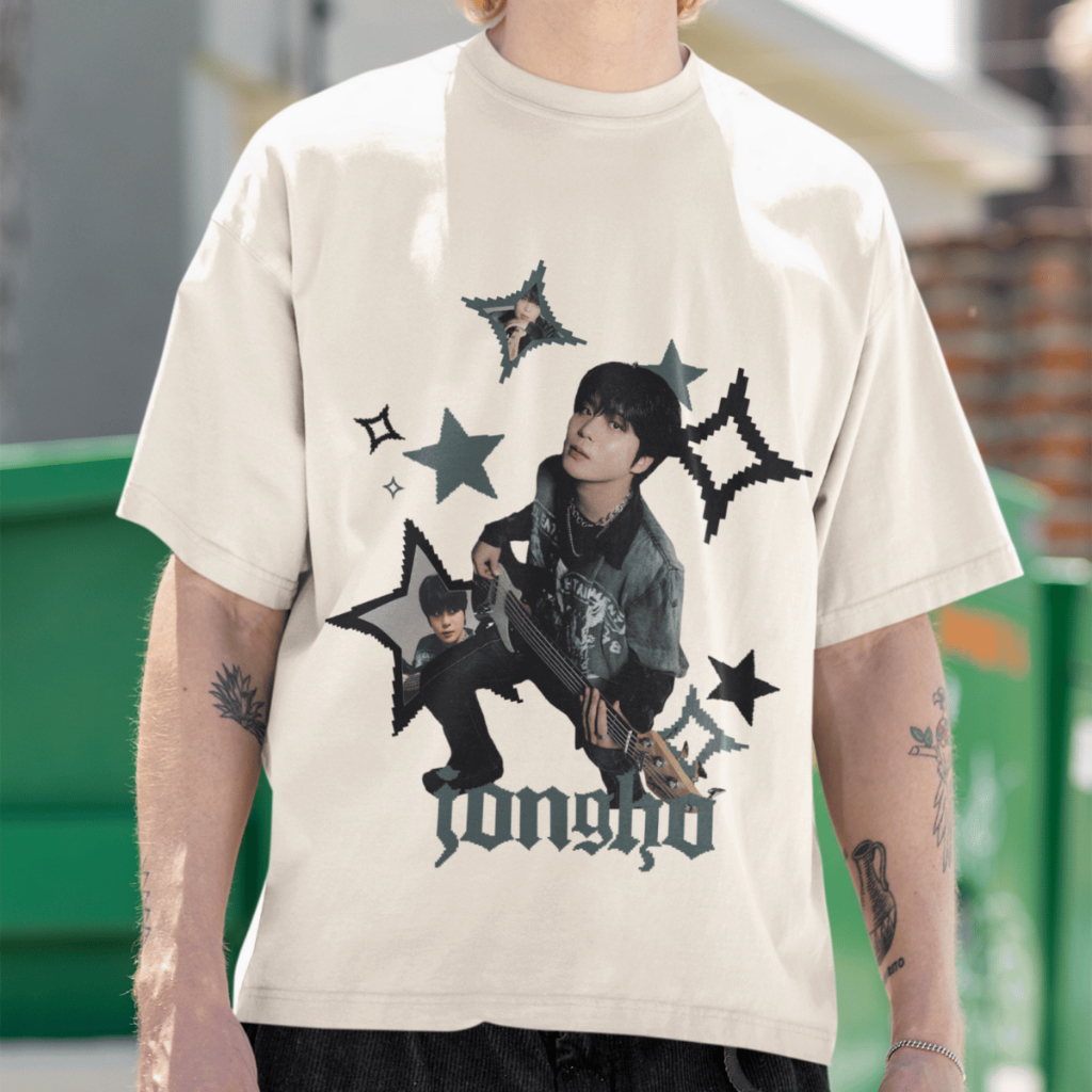 Camiseta Oversized Jongho Ateez Idol Kpop 100% Algodão Blusa Moda Vintage