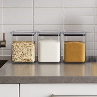 Kit 03 Potes Herméticos Tamanho Médio 1,1 Litros Acrílico em Oferta na Shopee