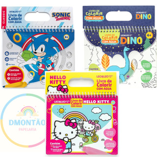LIVRO DE COLORIR COM ÁGUA DINO - OPPBAG C/ 1 UND 4 PÁGINAS + PINCEL - LEO&LEO