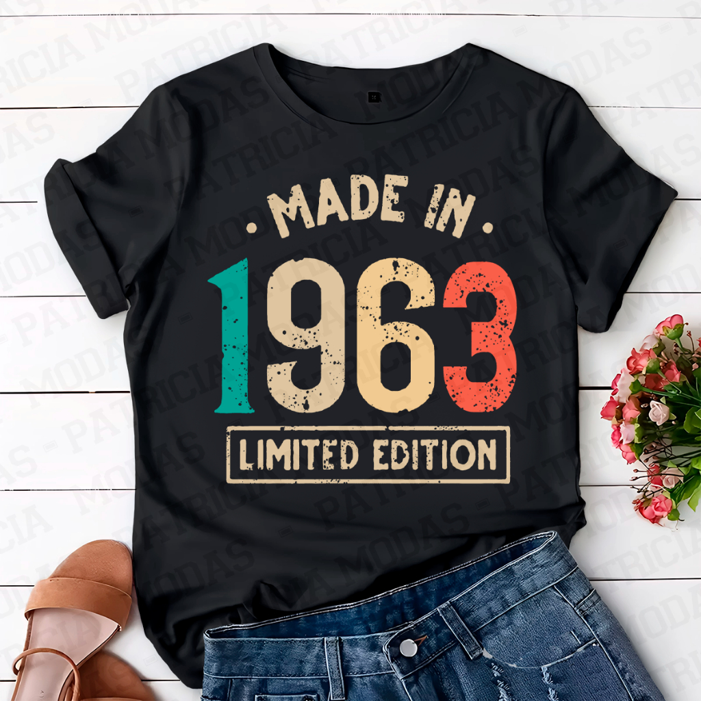 Camiseta 100% Algodão Unisex, Vontage Made in 1963 - 1973 1970.1985  P ao GG em Oferta na Shopee