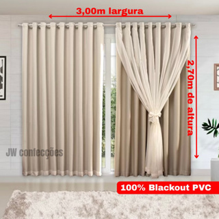 Cortina Blackout PVC Com Tecido voil LISO 3,00 × 2,70 Alta Qualidade SALA E QUARTO, OFERTA RELAMPAGO em Oferta na Shopee