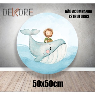 Painel Jonas e a Baleia com Elástico em Oferta na Shopee