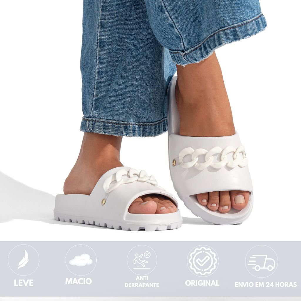 Chinelo Slide Nuvem Leve corrente rasteirinha barata Macio Confortável 100% em EVA rasteirinha casual