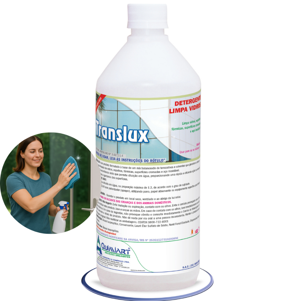 Detergente Multiuso Para Limpeza de Vidros Espelhos Inox Fórmicas Translux 1 Litro