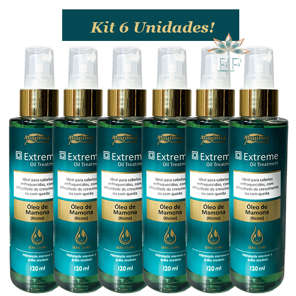 KIT 6 Unidades Óleo de MAMONA (Rícino) 120mL Extreme Oil Treatment ALQUIMIA COSMÉTICOS