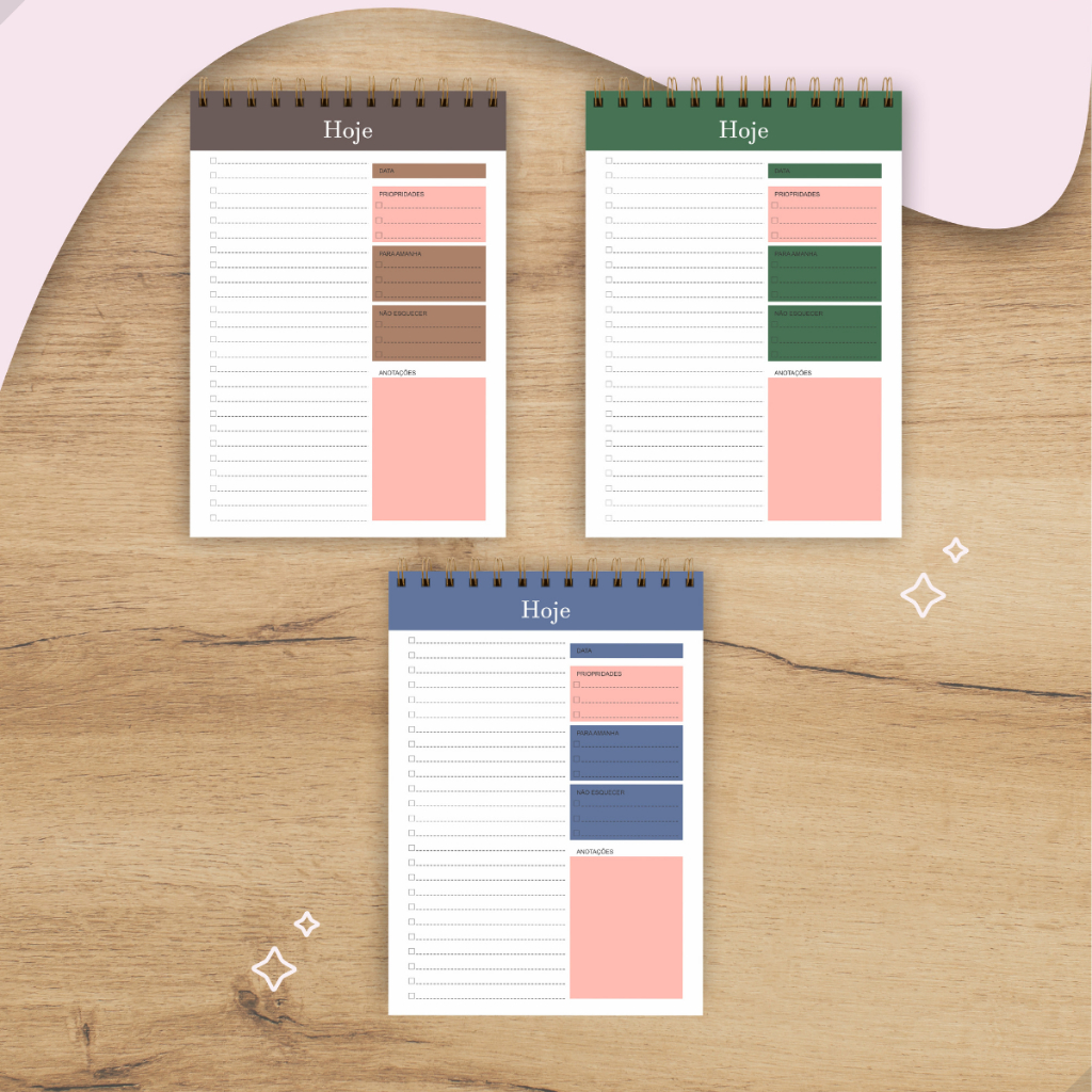 Planner Diário Não Datado Espiral com Capa Transparente Bloco de Notas Agenda Para Anotações em Oferta na Shopee