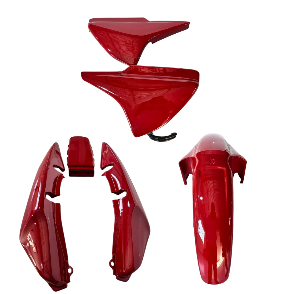 Kit Carenagem Completo Titan 150 Vermelha 2004 a 2008 Tampa Lateral + Rabeta + Paralama Dianteiro