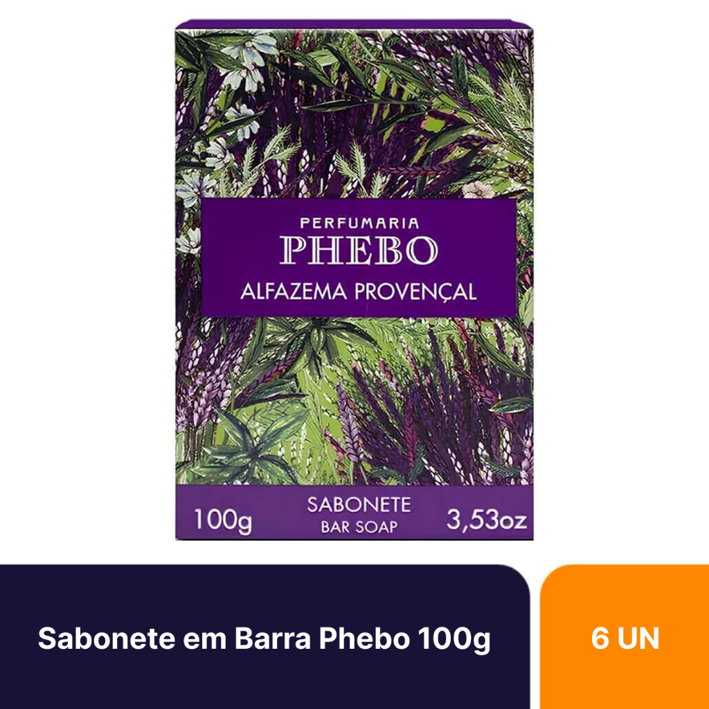 Kit 6un Sabonetes em Barra Phebo Alfazema Provençal Com 100g em Oferta na Shopee