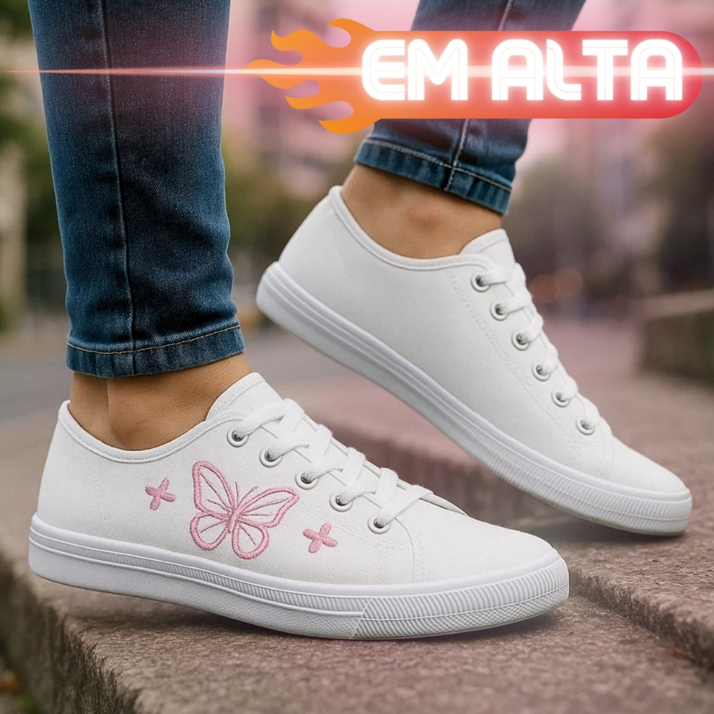 Tênis Feminino Casual All Borboleta Star Tradicional Oferta Envio Imediato