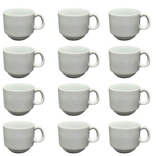 Jogo Caneca Porcelana Empilhavel Xícara Café Chá Hotel Padaria Branca Lisa em Oferta na Shopee