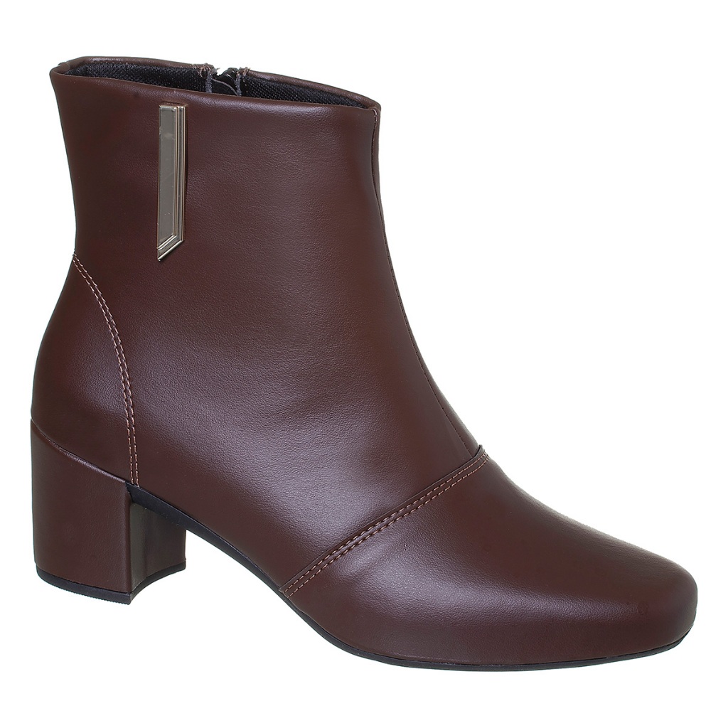 Bota Feminina Cano Curto Bico Quadrado Salto Bloco Confortável Inverno Elegante Marrom Lolla Maria em Oferta na Shopee