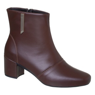 Bota Feminina Cano Curto Bico Quadrado Salto Bloco Confortável Inverno Elegante Marrom Lolla Maria em Oferta na Shopee