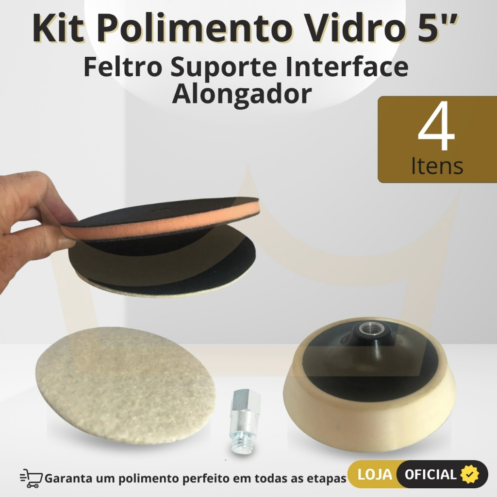 Kit Polimento Para Vidro Boina Feltro Suporte E Interface 3 em Oferta na Shopee