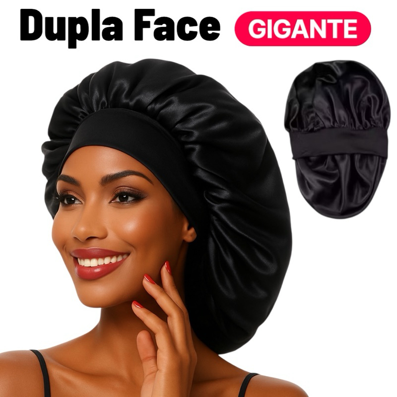 Touca de Cetim Dupla Face com Faixa Larga  Grande Para Cabelos Volumosos, Cacheados e Black | Envio Rápido em Oferta na Shopee