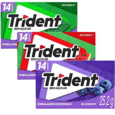 Kit 3 und - Trident Carteira 25,2g - Melancia/Blueberry/Menta em Oferta na Shopee