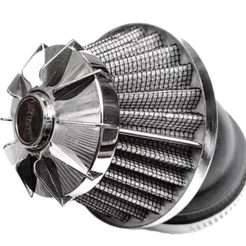 Filtro Ar Esportivo Prata Moto 45 Graus 36mm Até 49mm Com Adaptador