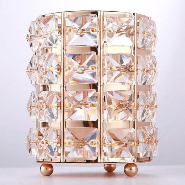 Porta pincéis canetas lápis vela de cristal organizador p/ maquiagem, objetos castiçal