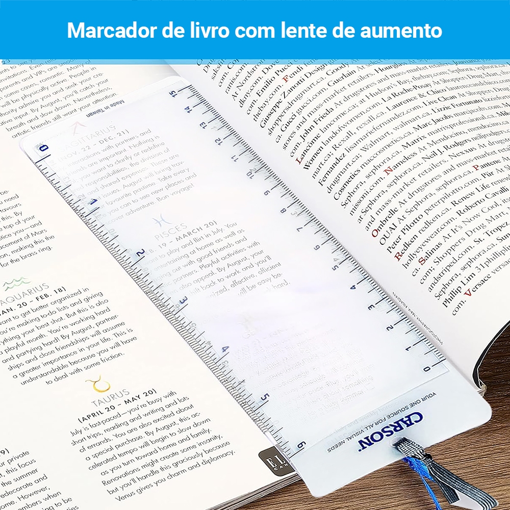 Marcador De Página Com Lente 3X Carson Ideal Para Leitura