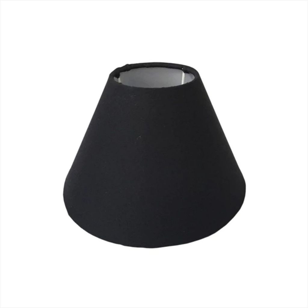 Cúpula de Abajur 8x20x13 Pantalha Tecido Linho Preto Luminária Base Soquete E27 Mesa Escritório Sala