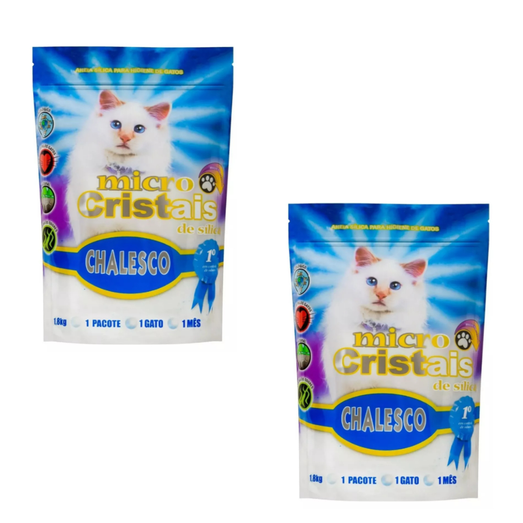 Kit 2 Areia Gato Sílica Fina Premium 1,8kg Chalesco