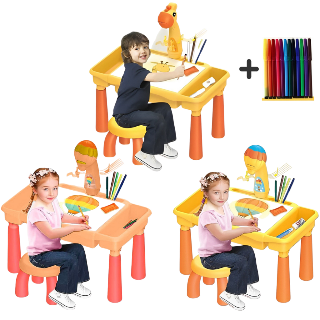Mesa Mágica Projetora + Acessórios Infantil Desenhar Pintar - Castela em Oferta na Shopee