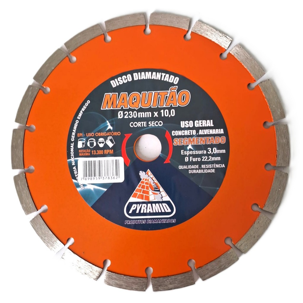 Disco Diamantado Segmentado 230mmx10mm Furo 22,2mm Pyramid Maquitão