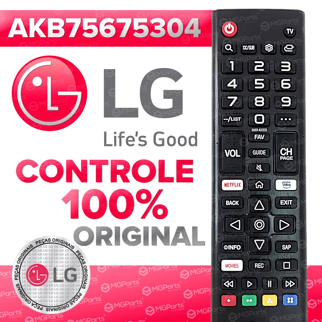 Controle Remoto LG Original AKB75675304 AKB76037602 Smart Todos os Modelos Para Tv Novo Garantia