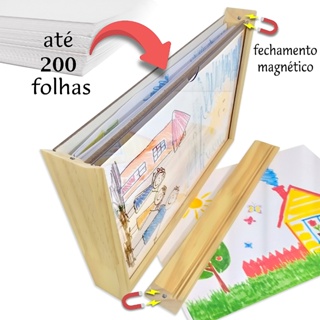 Quadro Expositor Guarda Desenhos Criança Tampa Magnético em Oferta na Shopee