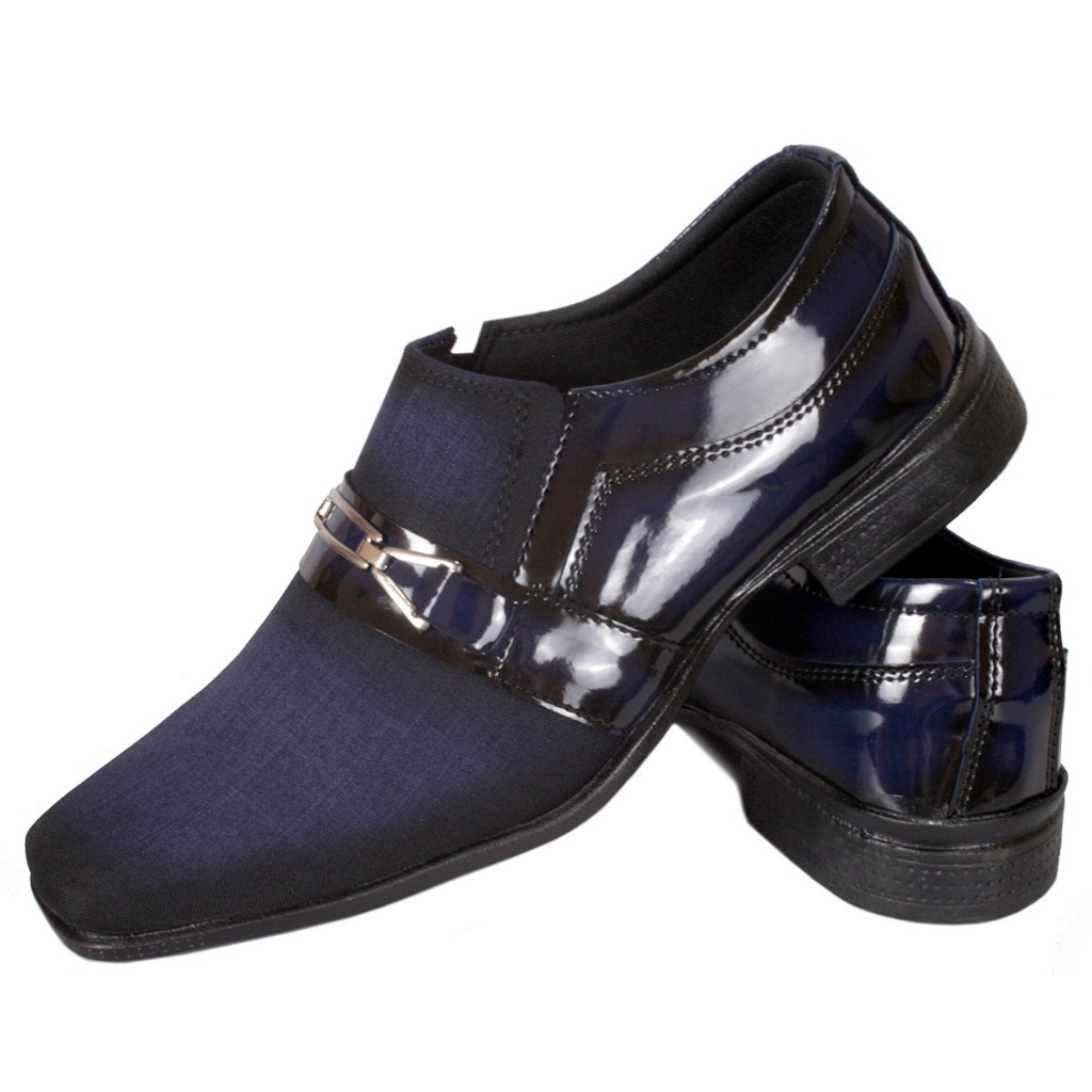 Sapato Social Masculino Preto e Azul Moderno Elegante