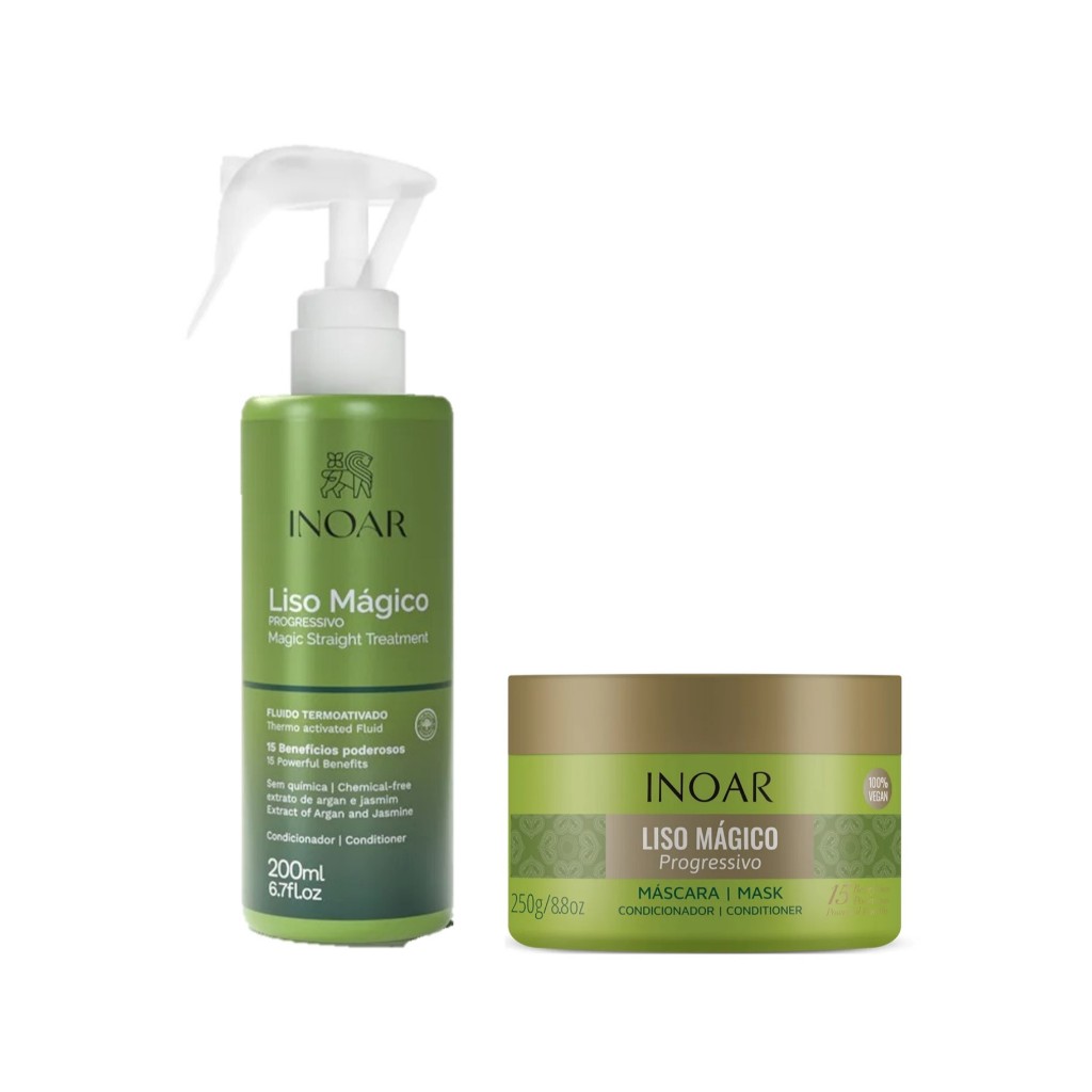 Inoar Kit Liso Mágico Fluído 200ml + Máscara 250g em Oferta na Shopee