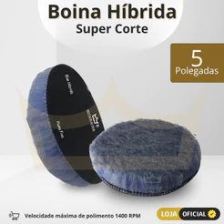 Boina Hibrida Super Corte refino 5 Polegadas C Velcro Azul Politriz roto orbital carro moto