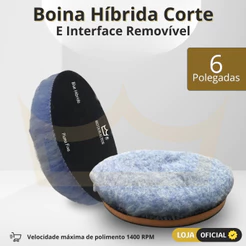 Boina Hibrida Corte Refino 6 polegadas Blue Fibra C Interface removivel
