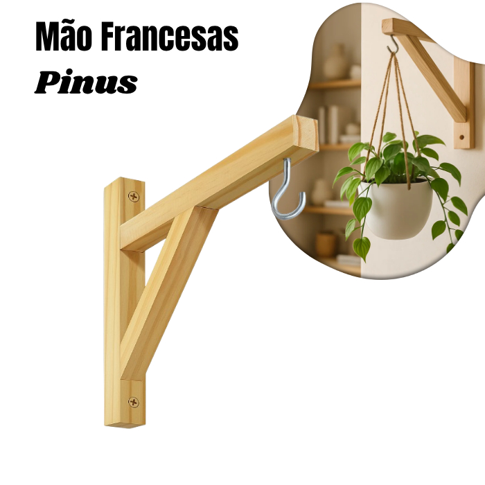 KIT 2/3/4 Suporte De Parede Mão Francesa Para Pendurar Vaso De Planta Na Parede - Cachepot Macramê