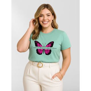 Blusa Feminina Plus Size Manga Curta 100% Algodão Malha Premium em Oferta na Shopee