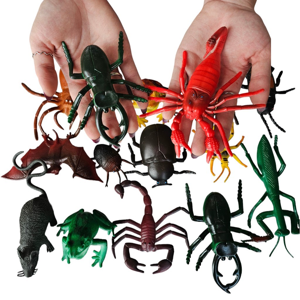 Brinquedo 15 Peças Insetos De Borracha Animais Grande Caça Gato em Oferta na Shopee