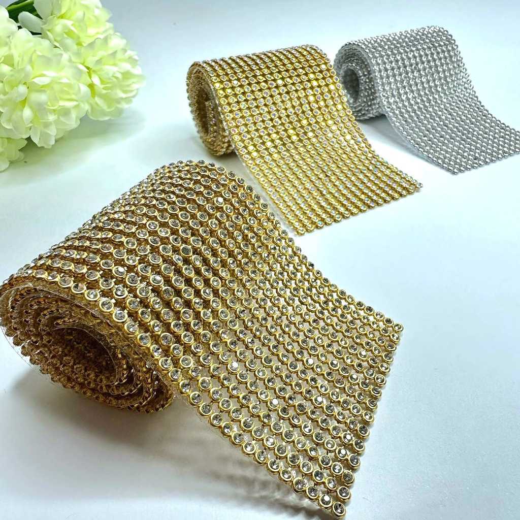 Manta de strass para artesanato 45cm entrega rápida strass dourado prata strass para artesanato em Oferta na Shopee