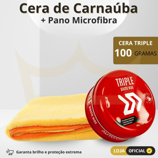 Cera De Carnaúba Triple Paste Wax 100gr Autoamérica + Pano microfibra profissional 40x60 em Oferta na Shopee