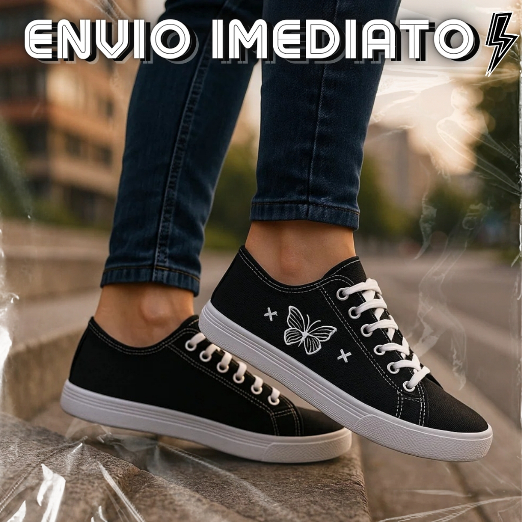 Tênis Casual Feminino All Borboleta Star Tradicional Oferta Envio Imediato
