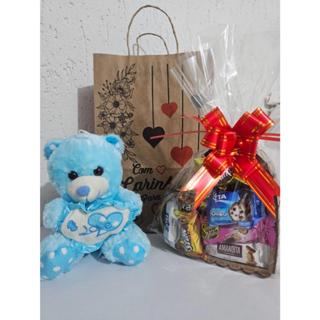 Cesta Coração com ursinho/ Kit sacola com presente/ namorados, aniversário, Páscoa,Natal,Pais em Oferta na Shopee