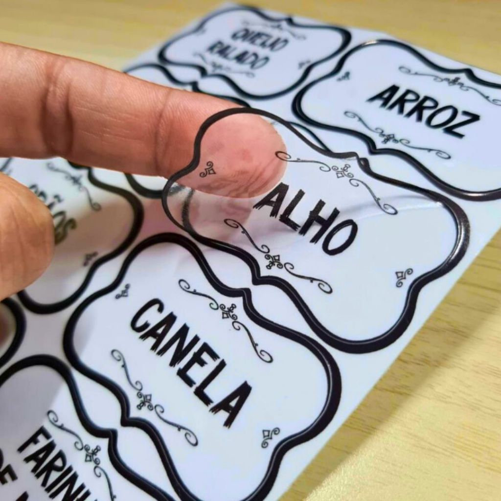 KIT 50 ADESIVOS VINIL TRANSPARENTE ORGANIZADORES TEMPEROS 5X3CM em Oferta na Shopee
