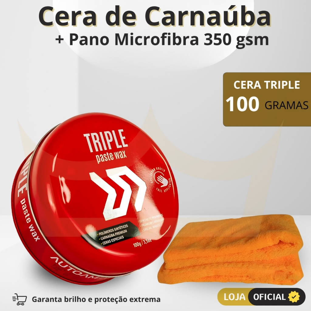 Cera De Carnaúba Triple Paste Wax 100gr Autoamérica + Pano em Oferta na Shopee