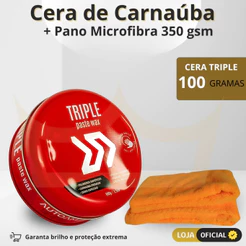 Cera De Carnaúba Triple Paste Wax 100gr Autoamérica + Pano
