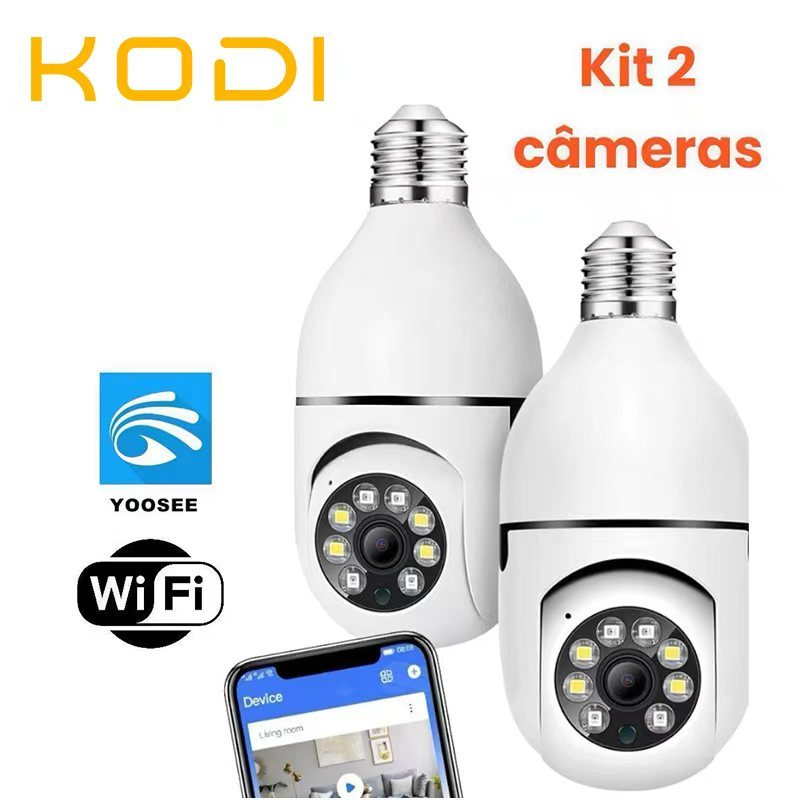 Kit 2 Câmera De Segurança Ip Wifi Full HD 2 Lentes Visão Noturna Microfone Durawell App V360 Pro-G4
