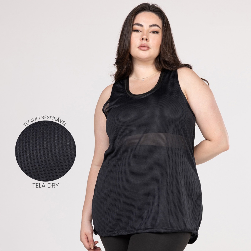 Regata plus size feminina academia camiseta dry musculação caminhada