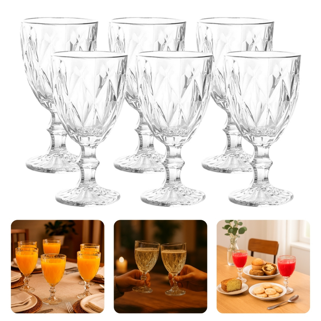 Jogo de 6 Taças de Cristal 330ml de Brilho Incomparável - Linha Premium Decorativa — imagem 2 de 2