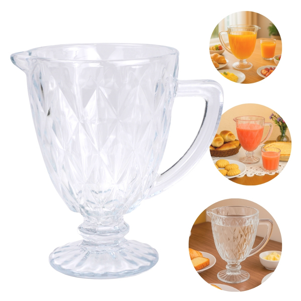 Jarra de Suco 1,2 Litros Cristal Ecológico Diamond Transparente - Bela Flor