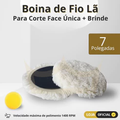 Boina Para Polimento Lã 7 Polegadas Agressiva Com Velcro Fu
